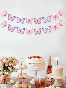 1 Set Schmetterling Hängebanner, Baby-Shower Banner, Baby-Shower Mädchen Wimpelkette Kranz Deko, Geburtstags Party Banner, Taufe Dekoration, Gender Reveal Deko, 1. Geburtstag Deko, Schmetterling Geburtstags Party Hintergrund Dekoration, Neugeborenen Baby Familien Party Zubehör, Geburtstags Hänge Ornamente