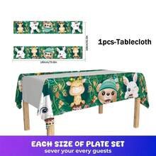 Cartoon Animal Jungle Theme 1/42/60/80/100 Disposable Tableware Set, Including 7-Inch Paper Tray, 9-Inch Cardboard, 9-Ounce Cup, Napkins, Suitable For Daily Gatherings, Birthday Parties, Bridal Showers, Baby Showers, Clubs