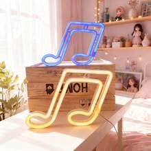 1 Stück LED Musiknoten Neon Schild Neonlicht Wanddekoration Nachtlicht Geschenke für Mädchen Schlafzimmerdekoration Zuhause Feiertags-Party Hochzeitsdekoration Raumdekoration Lichterkette