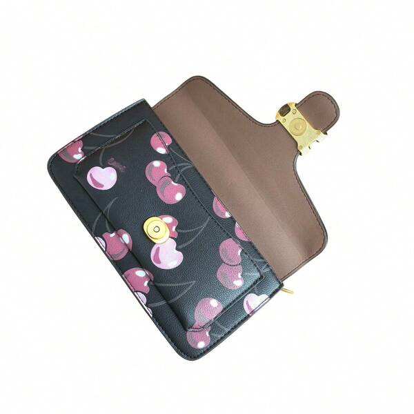 Bolso de hombro de cereza negra, bolso pequeño de estilo vintage de nicho, nuevo bolso cruzado para mujer, bolso cuadrado pequeño de alta moda, se puede usar en el hombro o cruzado