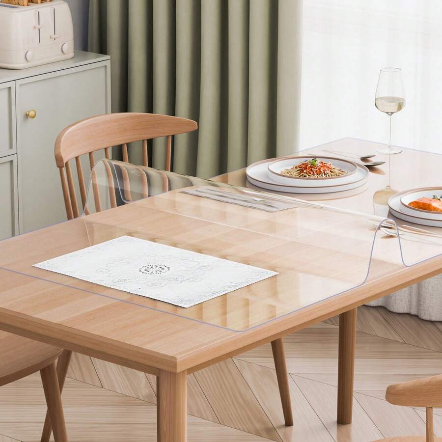 Plastic Tablecloth, 36 X 54 Inches, 1.5 Mm Thick, Clear Table Protector, Rectangular PVC Desk Pad, Waterproof And Easy-Clean Desk Mat, Table Cover, For Office, Dresser, Dining Room Table, Nightstand - 36x54 Zoll 1,5 mm - Xem 1