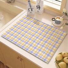 Ins Style Solid Color Striped High-End Diatomite Tablecloth Waterproof And Oil-Resistant Non-Washable Bar Pad, Heat-Insulating Table Pad, Cup And Plate Pad