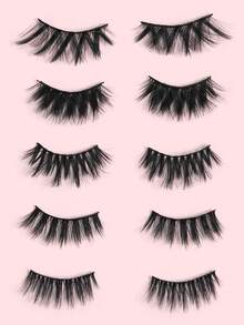 MAANGE 20对自然浓密混合款假睫毛，浓密卷翘蓬松，适合派对、漫画风格妆容，旅行必备，美妆好礼 - 黑色 - 查看 4