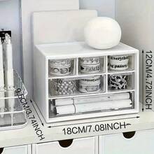 1 Transparent Plastic Desktop Storage Box With Drawers - Large-Capacity Multi-Functional Storage Box, Suitable For Office Supplies, Cosmetics And Bathroom Necessities. Lightweight Design, Suitable For Home Or Office Use, Desktop Storage Box - Clear - View 4