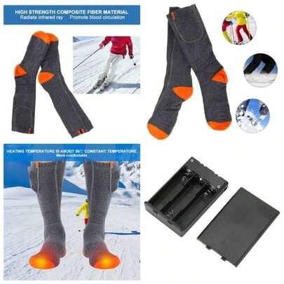 Calcetines trmicos elctricos lavables, calcetines trmicos trmicos de invierno Calentadores de pies fros Calcetines de algodn con pilas Calcetines trmicos Deportes al aire libre Ciclismo Esqu