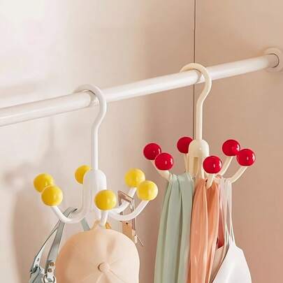 1pc/2pcs 6-Claw Hook 360 Degree Rotating Multi-Functional Hook, Home Wardrobe Accessory Storage Hanging Rack, Hat Hook Dormitory Wardrobe Storage Hook