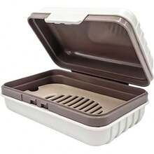 Jabón de Viaje, Bandeja de Jabón de Baño Portátil con Bandeja Adecuada para Baño, Gimnasio - Gris+Azul - Ver 1