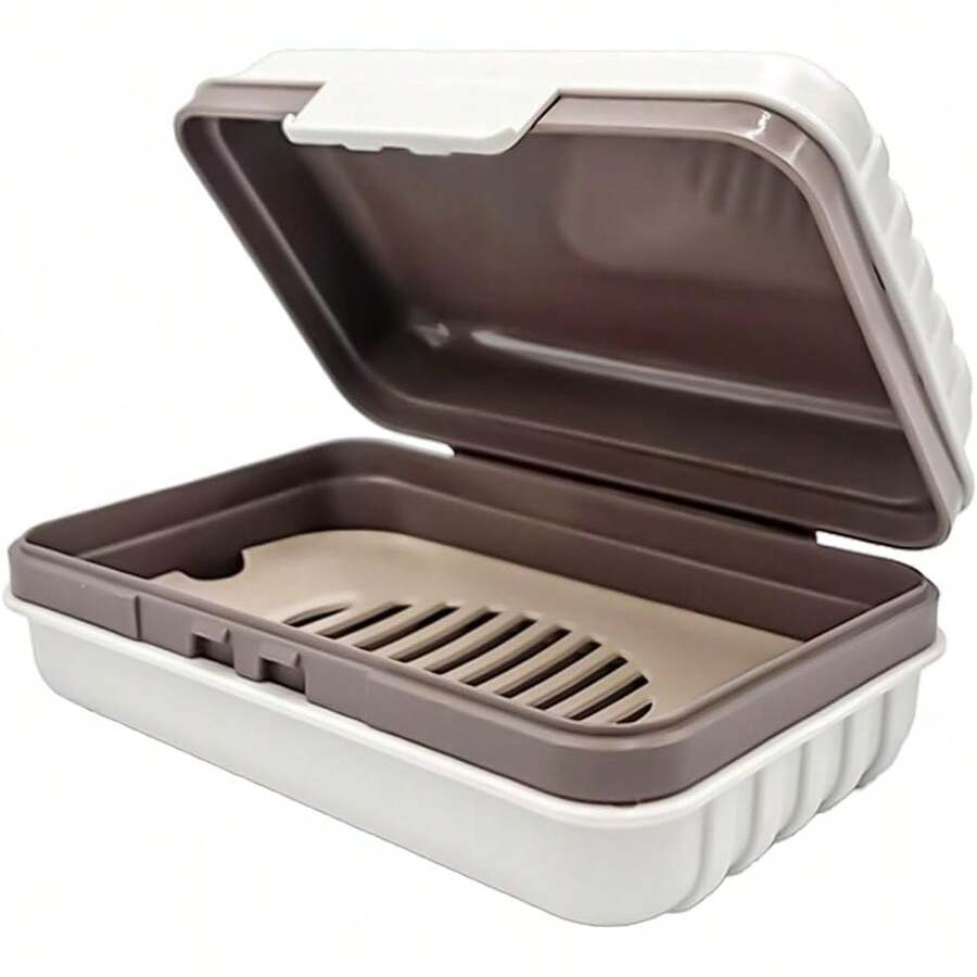 Jabón de Viaje, Bandeja de Jabón de Baño Portátil con Bandeja Adecuada para Baño, Gimnasio - Gris+Azul - Ver 1