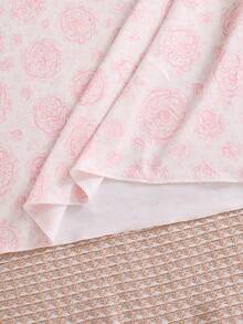 Tween Girl Elegant And Sweet Rose Pattern Long Sleeved Square Collar Bow Design Home Clothes Nightgown, Comfortable Fabric, Very Suitable For Daily Casual Wear