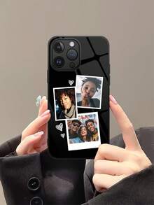 1pc Customized Full Family Portrait Phone Case, Shockproof High-Definition Glass Cover Suitable For IPhone11/12/13/14/15/16/16Plus/16Pro/16ProMax/17/17Pro/17ProMax/17Air/A17/A16/A07/A06/S25/S25Ultra/S25Edge/G9/9RO/9ProXL And Other Phone Models - Black - View 2