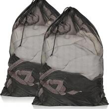 كيسان غسيل شبكيان قوي الجودة، مناسبان للغسيل الكبير، أكياس غسيل بحبال للجامعة والسكن الجامعي والسفر والمنزل والشقق، قطعتان