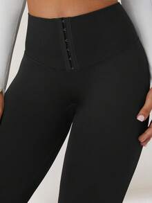 Yefecy 女士高腰高压缩紧身裤 - 收腹提臀塑形运动裤 - 黑色 - 查看 3