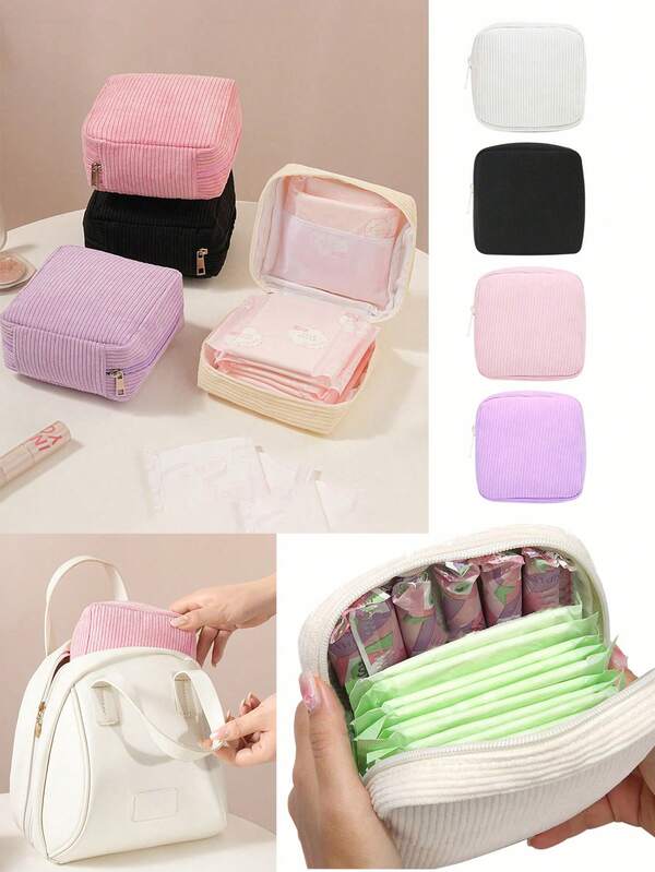 Corduroy Sanitary Napkin Organizer,Female Tampon Storage Bag, Waterproof Cosmetic Lipstick Bag, Portable Menstrual Bag, Travel Essentials Bag Large Capacity ,Coin Purse, Used To Store Sanitary Napkins And Panty Liners, Cosmetics Storage,Perfect For Travel And Daily Use,Can Store Sanitary Napkins, Lipstick, Powder,Holiday Essentials Organization Sanitary Napkin Storage Bag For Students, Office Workers, Travel Makeup Travel Toiletries Storage Bag, Essentials Gift Storage,Boho Vibes