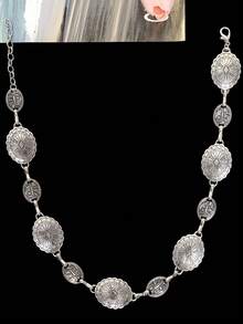 1 件可拆卸嘻哈金属椭圆链装饰，适用于毡帽、高顶礼帽、草帽