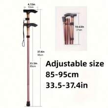 4-Section Foldable Ultra-Light Adjustable Telescopic Trekking Pole, Retractable Walking Stick With Anti-Slip Rubber Tip - Available In 4 Colors (Brown, Black, Blue, Red), Suitable For Hiking, Walking, Elderly Assistance, Durable Trekking Accessory Telescopic Walking Stick - 棕色 - 查看 7
