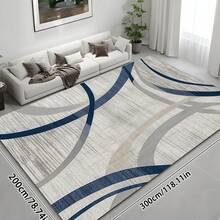 1pc Modern Minimalist Abstract Geometric Line Area Rug, Lightweight Plush Faux Wool Rug, Machine Washable Carpet For Living Room, Bedroom, Bathroom, Entryway - Suitable For Christmas Decor, 700GSM, Indoor/Outdoor Use, Home Decor - Multicolor - View 12