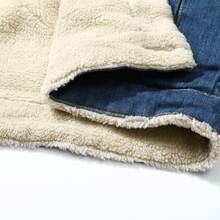 Men's Vintage Slim Fit Washed Denim Long Sleeve Jacket, Thickened Lapel Collar, Youth Outerwear For Winter - Dark Wash - View 6