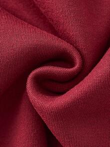 Young Girl Bow & Letter Print Thermal Lined Crew Neck Sweatshirt, Casual Winter