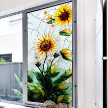 Adhesivos para ventanas, elegantes girasoles, vinilo adhesivo para ventanas de PVC, decoración para el hogar y el baño. - Multicolor - Ver 1