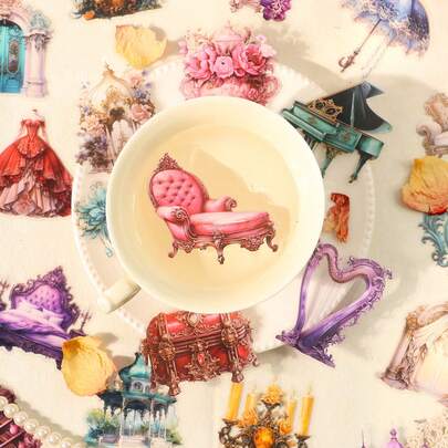 30pcs/Pack Vintage Palace Theme Stickers, Creative Aesthetic Sticker Decals, DIY Decoration Scrapbooking Craft Materials, Holiday Gift, Personalized Scrapbook School Supplies