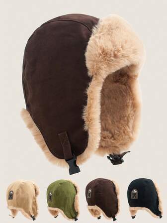 1pc Thermal Lined Earflap Pilot/Aviator Hat, Warm & Windproof For Winter