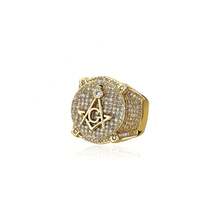 1 Piece Vintage Masonic Letter Ring  Electroplated Full  Personality Hip Hop Men's Ring - 金(白鋯) - 查看 10
