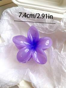 4个/1个装 女士白色、黄色、蓝色、紫色渐变花朵设计大号7.4厘米/2.91英寸轻质塑料发夹，时尚百搭高端优雅简约纯色发爪，适合日常、休闲、派对、通勤、海滩、度假、发型设计、洗脸、化妆、服装配饰，优雅爪夹冬季发饰时尚发夹夏季 - 彩色 - 查看 2