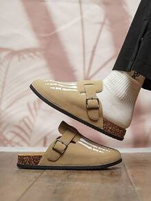 男士时尚一脚蹬凉鞋 - 时尚复古设计，耐用防滑牵引鞋底，适合远足、徒步旅行、园艺 - 室内和室外，系带闭合 - 多功能四季户外鞋 - 米色 - 查看 11