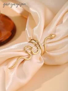 1pc Women's Stainless Steel 18K Gold Vintage Exaggerated Snake-Shaped Open Ring, Women's Daily Accessory (The Snake Ring Has A Special Craft, Which Can Be Bent And Adjusted When Worn)