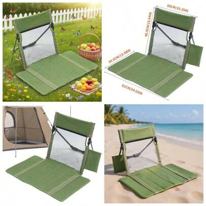 Stadium Chair - 61x34.5x40.5cm Folding Sitting Support Pad Portable Backrest Seats Folding Cushion with Comfort Support Beach, Fishing, Travel, Lawn, Outdoor Garden, Picnic, Camping