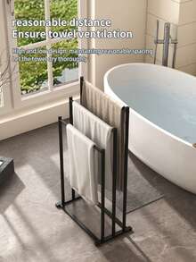 1个三层独立式毛巾架，户外毛巾晾晒架，独立式立式毛巾架，泳池毛巾架，浴室/浴缸毛巾架，浴室收纳架，返校季浴室配件，适用于家庭、卧室、毛巾、手巾等浴室用品。