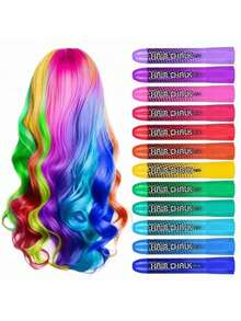 Halloween Christmas Nice Hair Chalk Pen Easy Wash Beauty Colors/Glow In The Dark Under UV Light Crayon/ For Party Halloween,Cosplay, Birthday Party,Decoration Party Be The Queen And King - Multicolor - View 8
