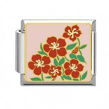 1PC Stainless Steel Italian Module Bracelet Components, Featuring Various Floral Patterns, DIY Making Jewelry For Bracelet Necklaces, Can Be Freely Matched With Different Styles