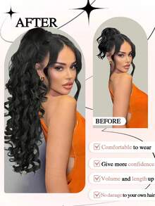 Claw Ponytail Extension Hair Accessories 22 Inch Long Deep Wave Heat Resistant Fiber Synthetic Ponytail Hairpiece For Women Girls Daily Used & Parties - Multicolor - View 4