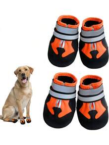 4pcs/Set Soft Bottom Dog Shoes, Adjustable Paw Protectors For Medium/Large Dogs, Anti-Slip Durable Waterproof Breathable Rain Boots For Golden Retriever, Labrador - Blue - View 13