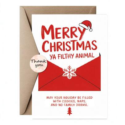 1 felicitare amuzantă de Crăciun | Citat clasic din film cu urări umoristice | Trimiteți prietenilor și familiei felicitare de sărbători "Prietenul", include plic și autocolant