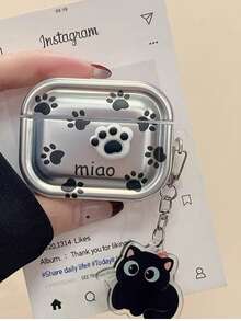 Matte Dual-Ring Cat Claw Earphone Case, Compatible With AirPods 1/2, 3, 4, Pro, Pro 2, Pro 3, Dual-Ring Matte Silver Shell Compatible With Apple - Clear - View 10