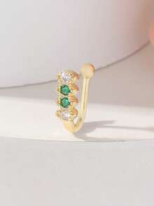 1pc Fashionable Rhinestone Studded Nose Ring, Adjustable Nose Piercing Jewelry For Party, Daily Wear