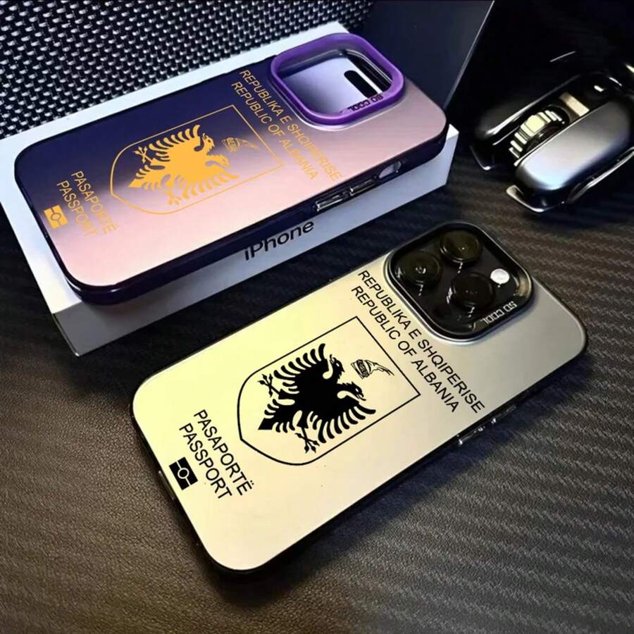 Albania Passport Phone Case Phone case Covercompatible with  16 15 14 13 12 11 Pro Max Black Purple Matte  Soft Candy Abrazine Funda-Covercompatible with  17 Hülle, 17 pro Hülle, 17 promax Hülle - Z1 - Übersicht 1