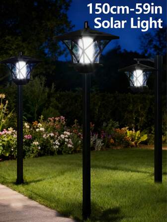 Luces de poste solar de 150 cm, luces de calle solares vintage de 150 cm para jardín, césped, camino, entrada, puerta delantera/trasera (44 cm/150 cm)