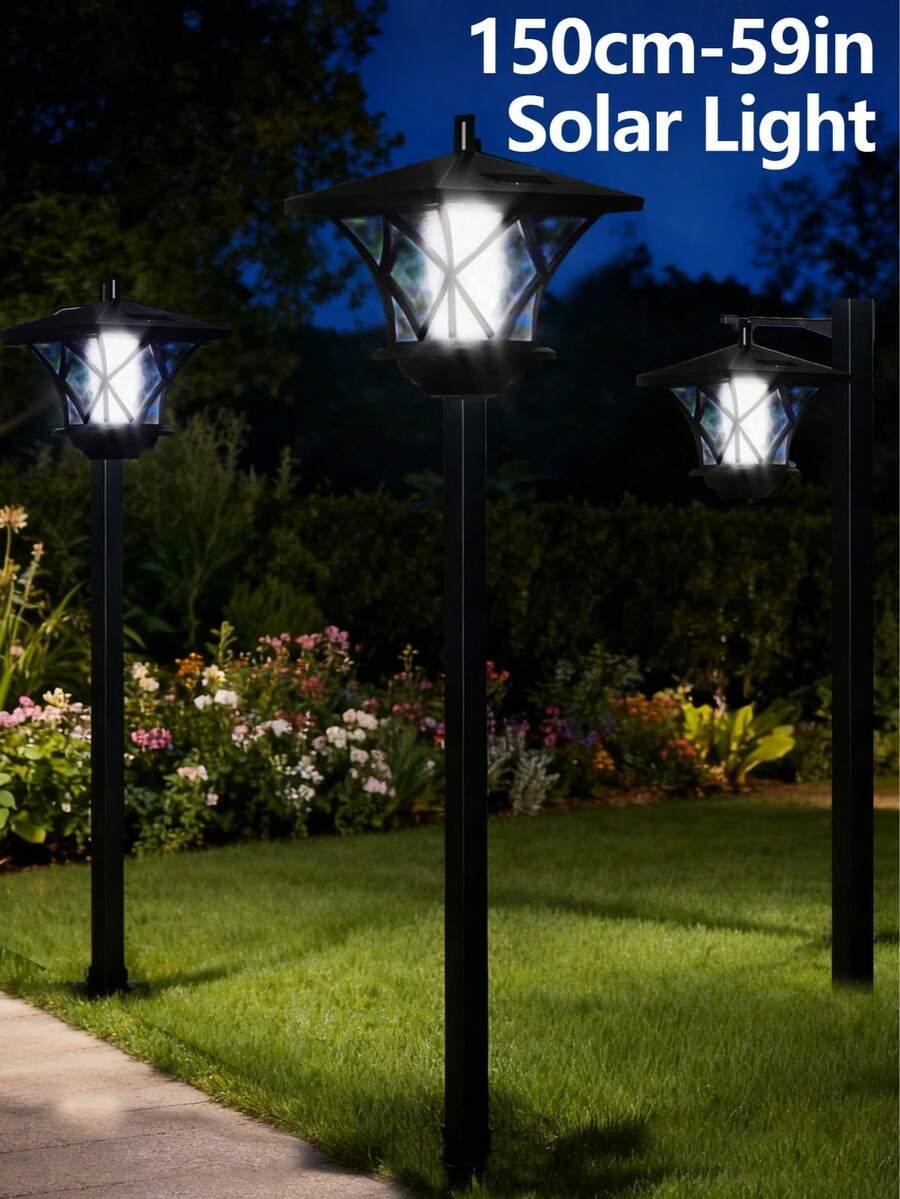 59 英寸太阳能灯柱灯户外 150 厘米太阳能复古路灯适用于花园、草坪、小路、车道、前门/后门（44 厘米/150 厘米）