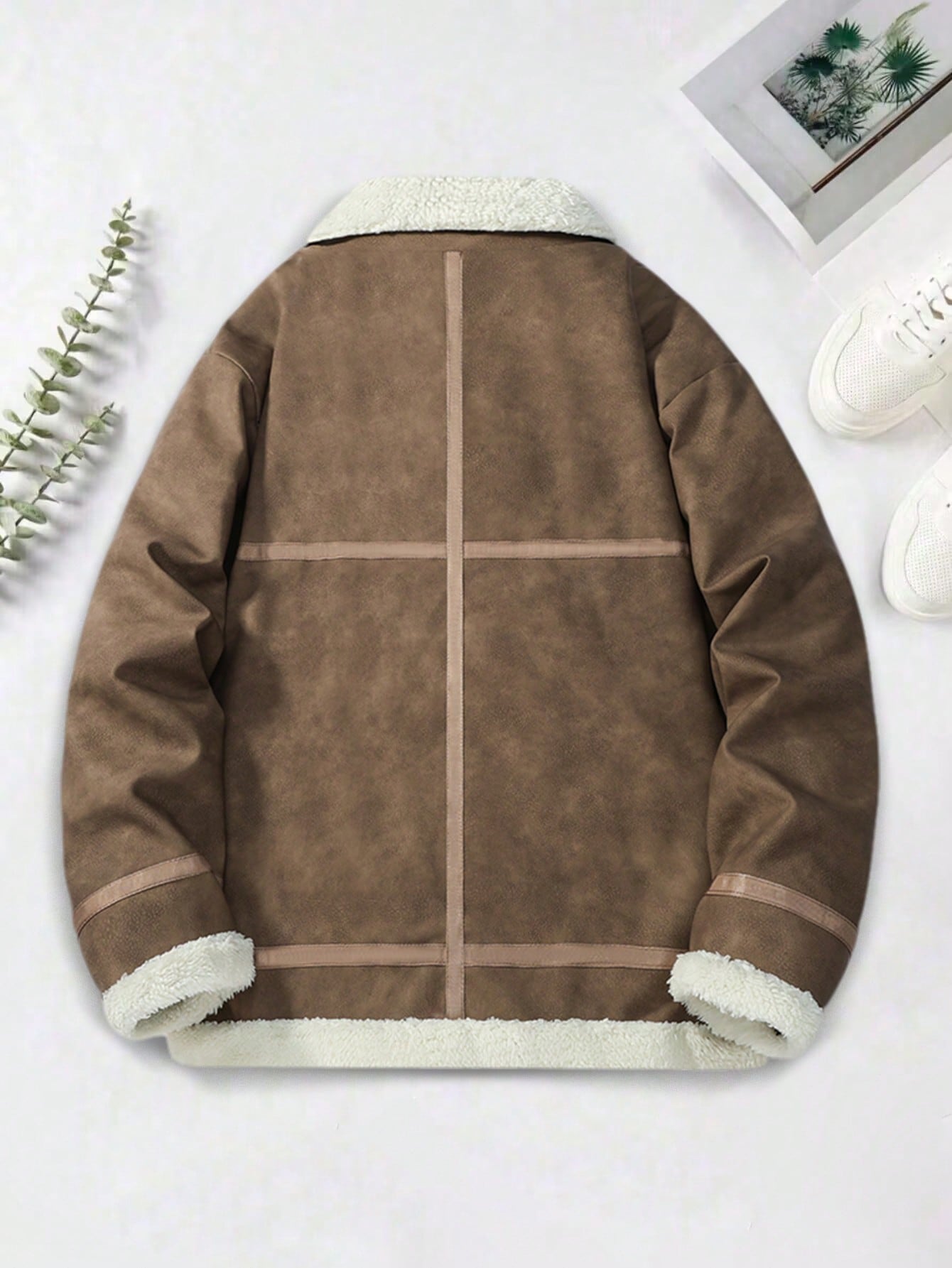 معطف دافئ مبطن بياقة واسعة مناسب للربيع والخريف لل...