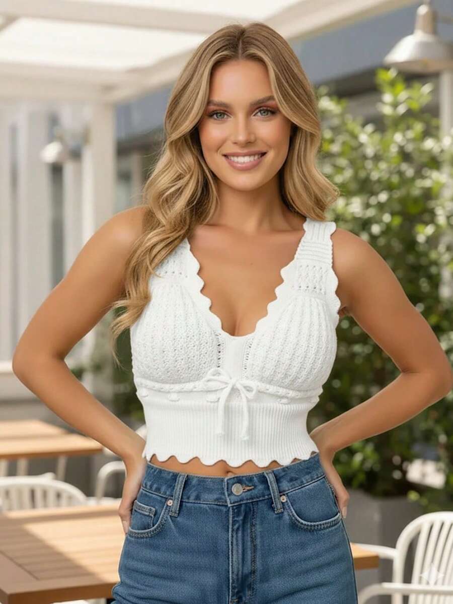 Women's Cropped Blouse In Modal Knitwear - Stylish And Versatile Top For Summer | Fashion Launch - White - View 1