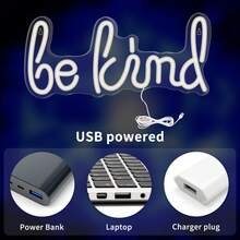 1 Stück LED Rückwandneonschild, "Sei freundlich" 5V USB-Stromversorgung, mit Ein-/Ausschalter, Innenbeleuchtung, Schlafzimmerdekoration, Hochlandrind, Wanddekoration, Outdoor-Weihnachtsdekoration, Weihnachtsgeschenk, Weihnachtsfensterbeleuchtung, WeihnachtsdekoOutdoorfür draußen
