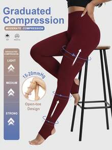 女士15-20mmHg弹力压缩连裤袜，露趾设计，修身性感，运动紧身袜，舒适保暖 - 彩色 - 查看 13