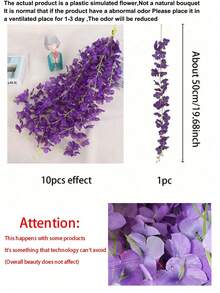 10/20件人造紫藤花，3.75英尺人造花藤，逼真懸掛花卉，絲綢紫藤花環，婚禮派對家居裝飾，綠色牆面天花板花卉裝飾，婚禮懸掛裝飾，適用於派對、生日和家庭聚會 - 彩色 - 查看 3