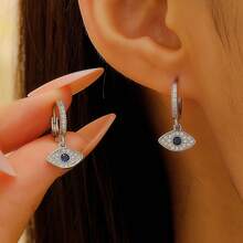 邪恶之眼锆石耳环，独特个性化优雅简约女士耳环