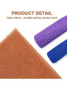 3 Pieces African Bath Sponge African Net Long Net Bath Sponge Exfoliating Shower Body Scrubber Back Scrubber Skin Smoother,Great For Daily Use (Blue,Purple,Brown)