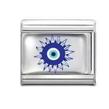 1pc Silvery Series Elegant Blue Eye Graphic Design, Luxurious Epoxy Resin Modular Necklace/Bracelet/Ring Jewelry Accessory, Suitable For Birthday, Anniversary Gifts (Single Piece, Unassembled)