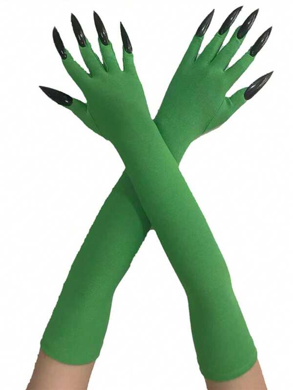 48cm Halloween Long Fingernail Claw Gloves, Long Black/Red Claw Gloves For Performance Props